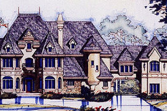 Exterior - Front Elevation for European House Plan #417-448 - 5 bed, 5.5 bath