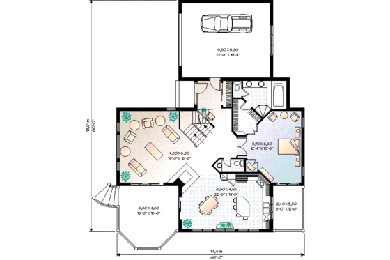 Floor Plan - Main Floor for European House Plan #23-2027 - 3 bed, 3.5 bath
