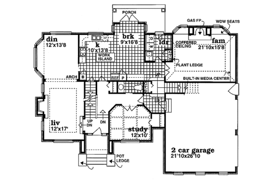 Floor Plan - Main Floor for European House Plan #47-389 - 4 bed, 2.5 bath