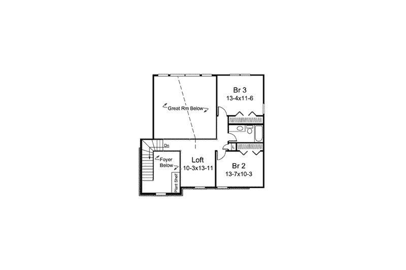 House Design - Floor Plan - Upper Floor for Traditional House Plan #57-611 - 3 bed, 2.5 bath