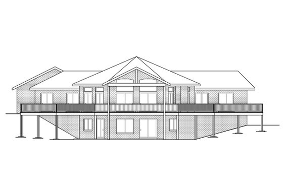 Exterior - Rear Elevation for Traditional House Plan #124-1168 - 4 bed, 3 bath