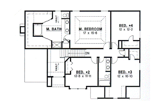 Floor Plan - Upper Floor for Traditional House Plan #67-518 - 4 bed, 2.5 bath