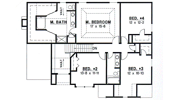 Traditional Floor Plan - Upper Floor Plan #67-518