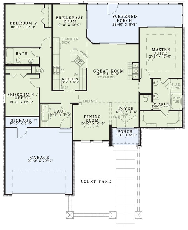 Dream House Plan - Mediterranean Floor Plan - Main Floor Plan #17-2919