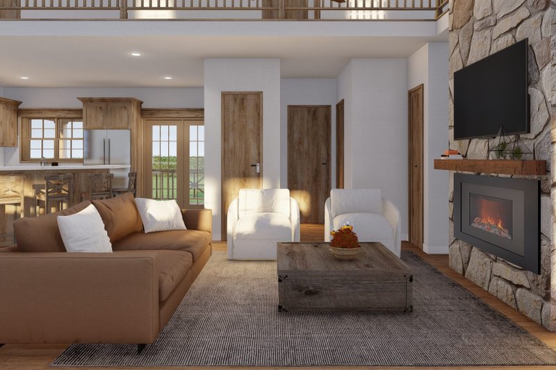 House Plan Design - Interior - Family Room for Farmhouse House Plan #17-2019 - 2 bed, 2 bath