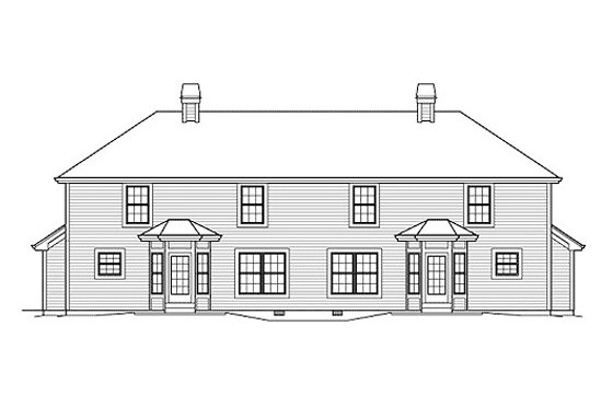 Exterior - Rear Elevation for Traditional House Plan #57-391 - 3 bed, 2.5 bath