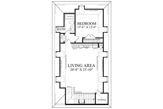 Floor Plan - Upper Floor for Cottage House Plan #137-381 - 1 bed, 1 bath