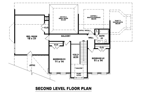 Floor Plan - Upper Floor for European House Plan #81-1135 - 3 bed, 3 bath