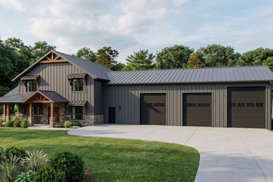 Exterior - Front Elevation for Barndominium House Plan #1064-170 - 4 bed, 3.5 bath