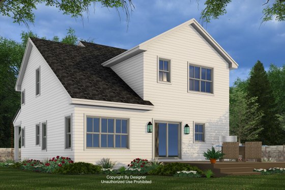 Exterior - Rear Elevation 1 for Farmhouse House Plan #51-1513 - 4 bed, 3 bath