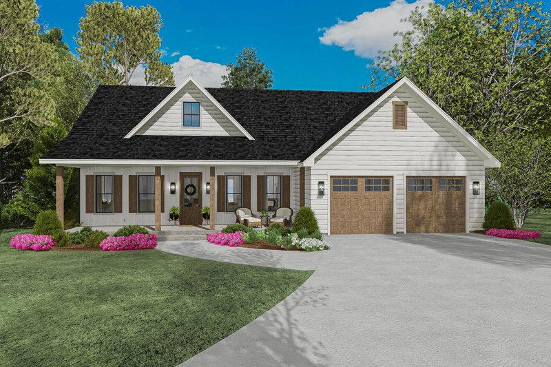House Blueprint - Ranch Exterior - Front Elevation Plan #406-9669
