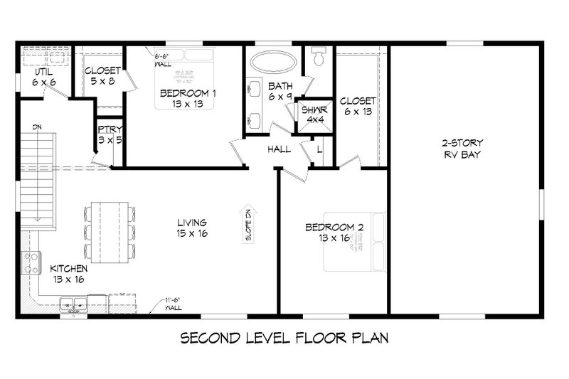 House Plan Design - Floor Plan - Upper Floor for Contemporary House Plan #932-307 - 2 bed, 1 bath