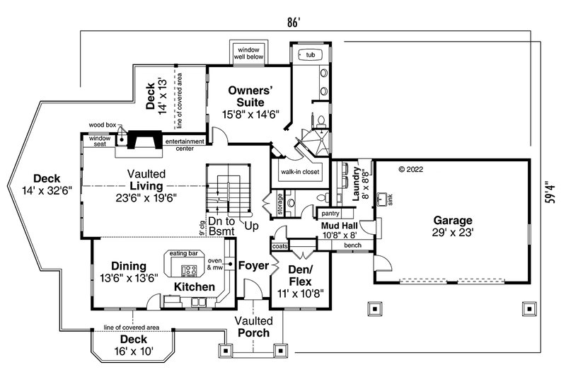 House Design - Floor Plan - Main Floor for Craftsman House Plan #124-1328 - 4 bed, 3.5 bath