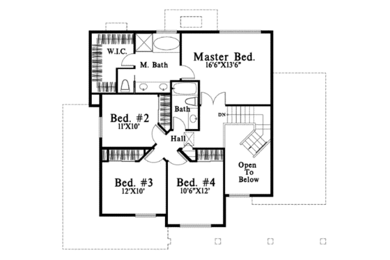 Floor Plan - Upper Floor for Craftsman House Plan #78-140 - 4 bed, 2 bath