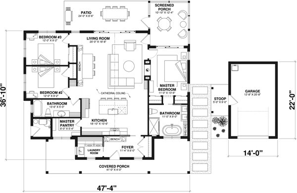 Architectural House Design - Farmhouse Floor Plan - Main Floor Plan #23-2811