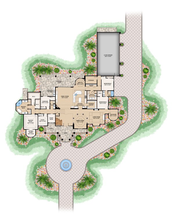 Dream House Plan - Mediterranean Floor Plan - Main Floor Plan #1083-1