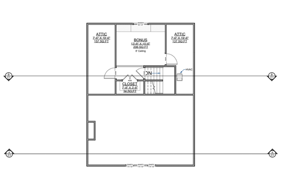 Floor Plan - Upper Floor for Barndominium House Plan #1116-30 - 3 bed, 2 bath