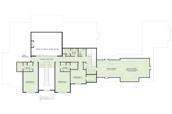 Floor Plan - Upper Floor for European House Plan #17-2461 - 4 bed, 4.5 bath