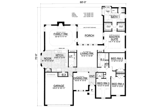 Floor Plan - Main Floor for European House Plan #40-431 - 4 bed, 2.5 bath