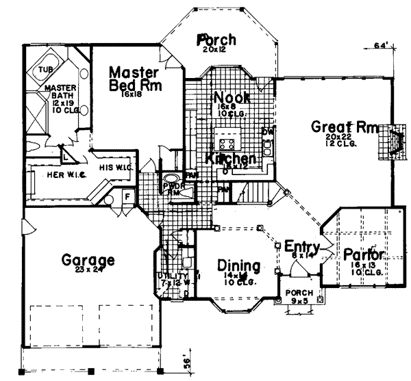 Architectural House Design - European Floor Plan - Main Floor Plan #52-134
