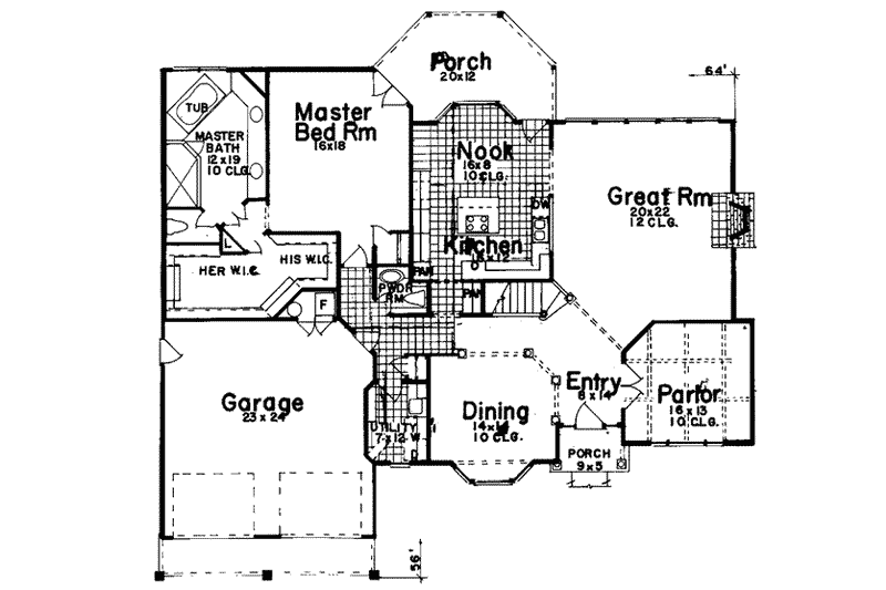Architectural House Design - Floor Plan - Main Floor for European House Plan #52-134 - 4 bed, 3.5 bath