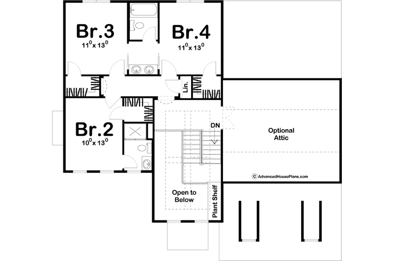 Dream House Plan - Floor Plan - Upper Floor for Traditional House Plan #455-214 - 4 bed, 3.5 bath