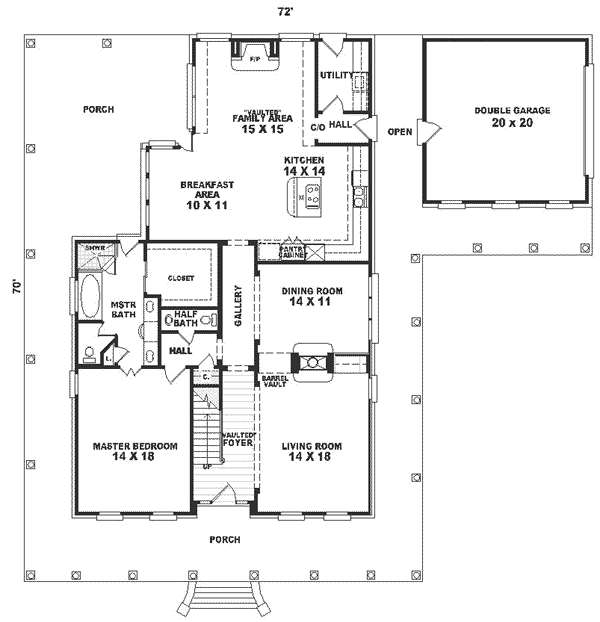 Southern Style House Plan - 3 Beds 2.5 Baths 2556 Sq/Ft Plan #81-309 ...