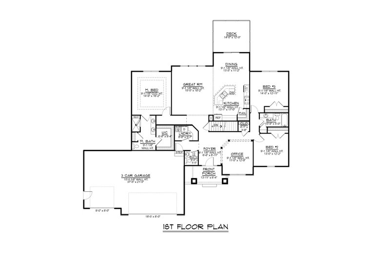 House Blueprint - Floor Plan - Main Floor for Country House Plan #1064-286 - 3 bed, 2.5 bath