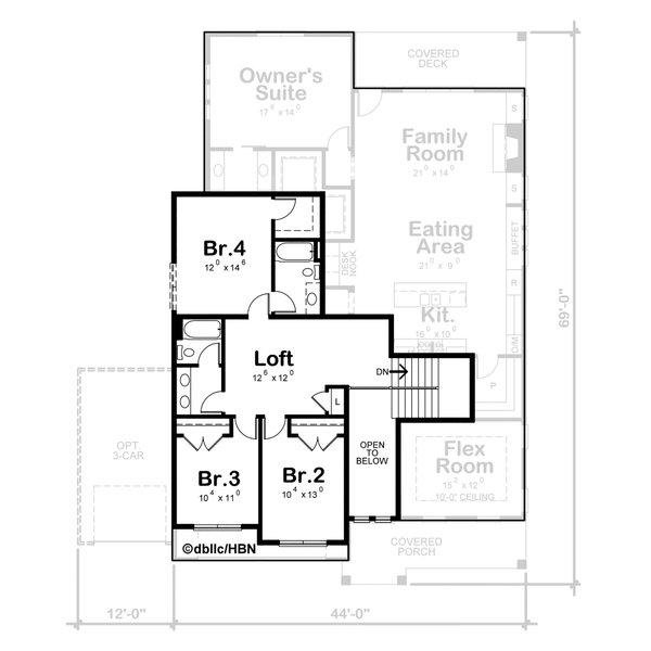 House Blueprint - Craftsman Floor Plan - Upper Floor Plan #20-2572