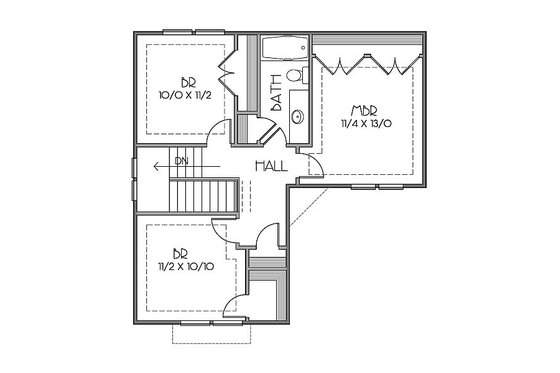 Floor Plan - Upper Floor for European House Plan #423-42 - 3 bed, 1.5 bath