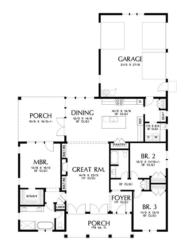 House Blueprint - Prairie Floor Plan - Main Floor Plan #48-1053