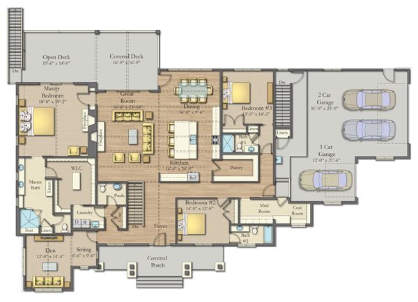 House Blueprint - Craftsman Floor Plan - Main Floor Plan #1057-26