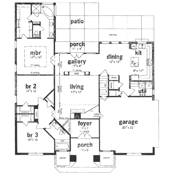 Country Floor Plan - Main Floor Plan #36-334