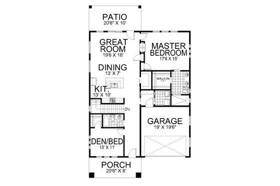 Floor Plan - Main Floor for Prairie House Plan #112-282 - 4 bed, 3 bath