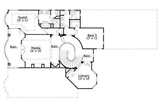 Floor Plan - Upper Floor for European House Plan #411-883 - 4 bed, 3.5 bath