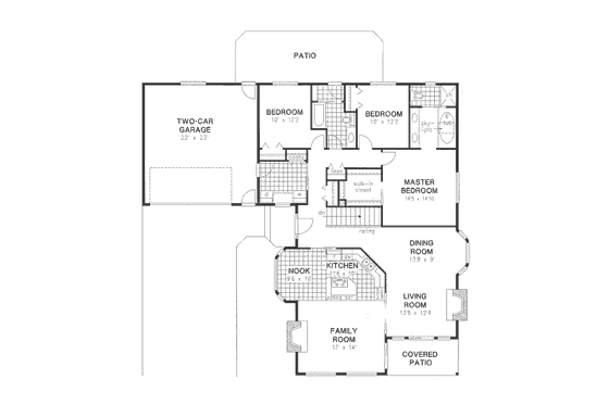 Floor Plan - Main Floor for Traditional House Plan #18-9003 - 3 bed, 2 bath