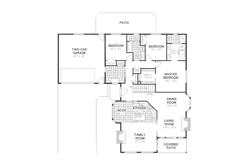 Architectural House Design - Floor Plan - Main Floor for Traditional House Plan #18-9003 - 3 bed, 2 bath
