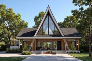 House Blueprint - Exterior - Front Elevation for Cabin House Plan #3-352 - 3 bed, 2 bath