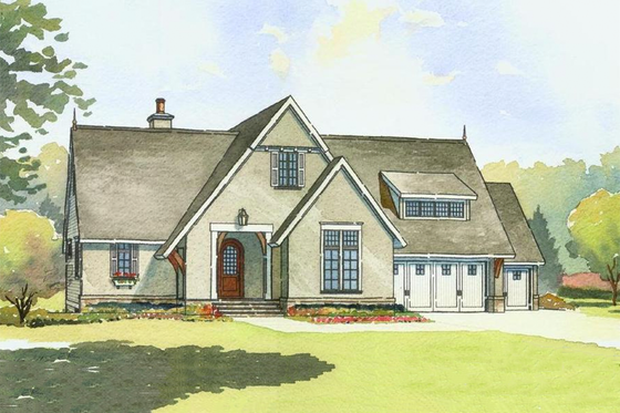 Exterior - Front Elevation 3 for European House Plan #901-108 - 4 bed, 3.5 bath