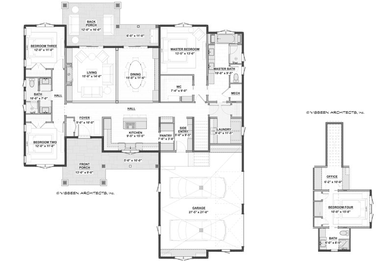 House Blueprint - Floor Plan - Main Floor for Farmhouse House Plan #928-361 - 4 bed, 3 bath