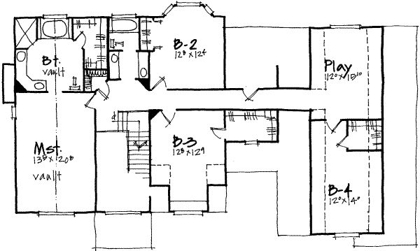Floor Plan - Upper Floor for Traditional House Plan #308-151 - 5 bed, 2.5 bath