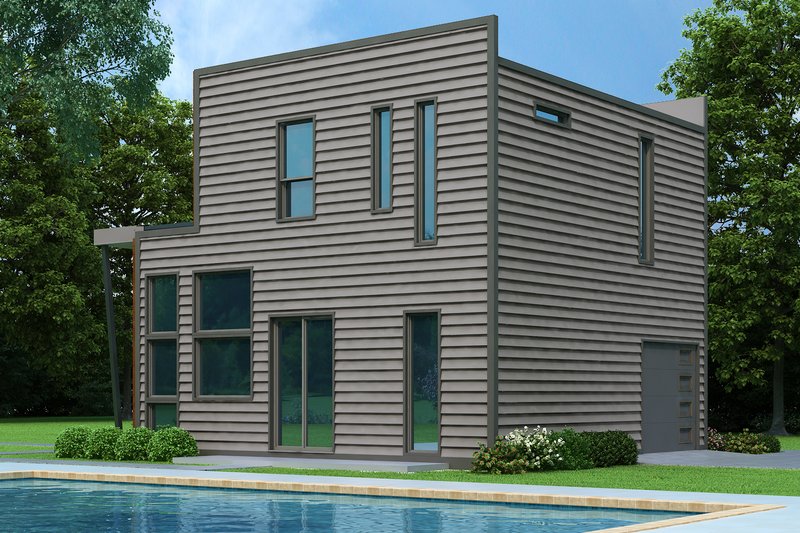 House Design - Exterior - Rear Elevation for Contemporary House Plan #472-451 - 2 bed, 2.5 bath
