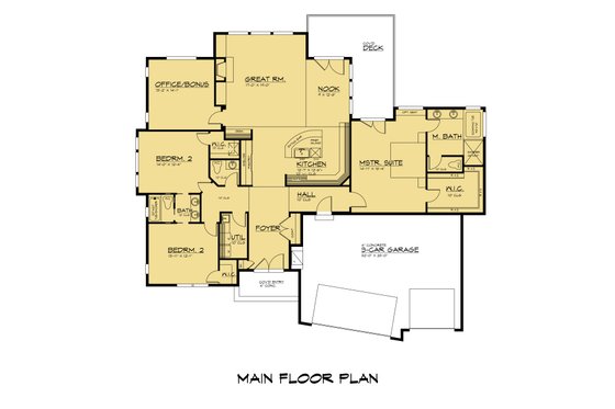 Floor Plan - Main Floor for Contemporary House Plan #1066-290 - 3 bed, 2.5 bath