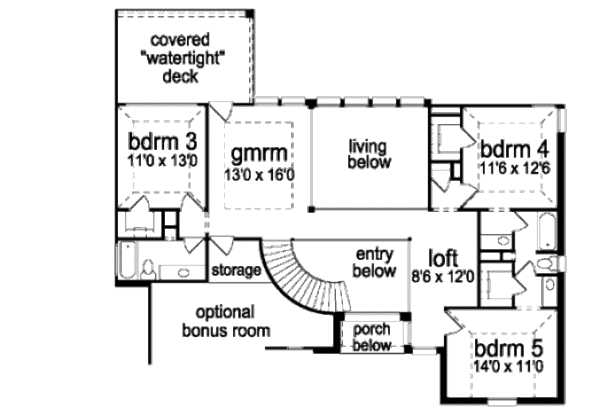 Home Plan - Traditional Floor Plan - Upper Floor Plan #84-419