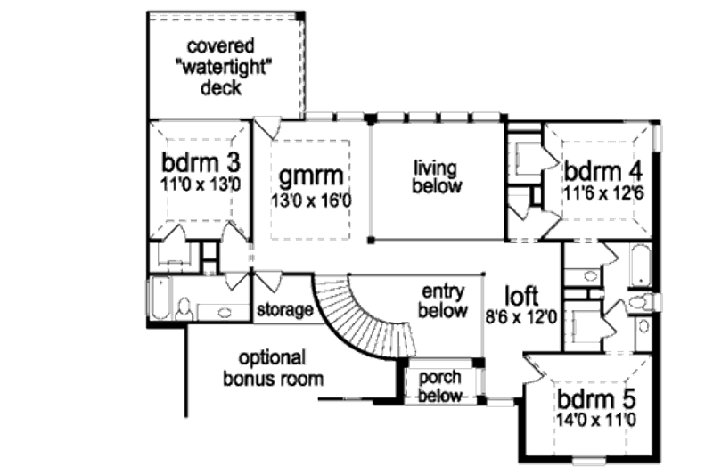 Home Plan - Floor Plan - Upper Floor for Traditional House Plan #84-419 - 5 bed, 4.5 bath