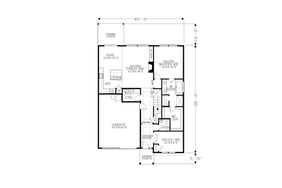 Floor Plan - Main Floor for Craftsman House Plan #53-700 - 4 bed, 2.5 bath