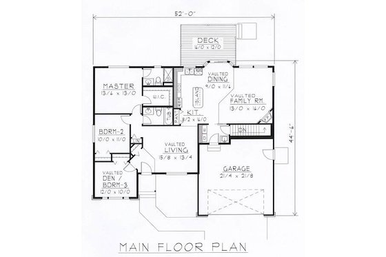 Floor Plan - Main Floor for European House Plan #112-136 - 3 bed, 2 bath