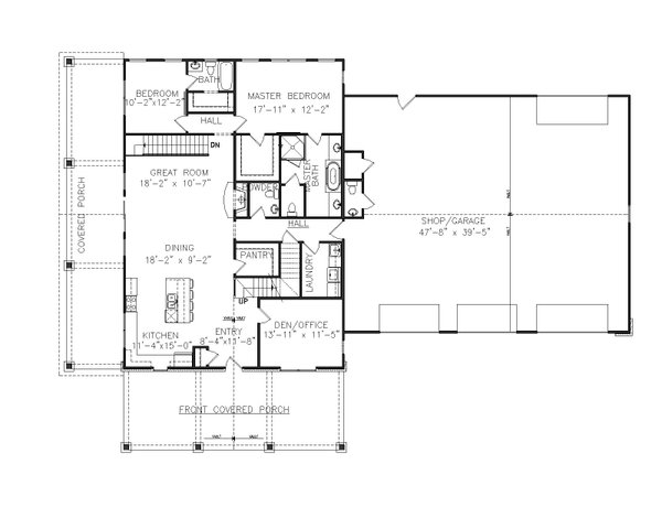Architectural House Design - Craftsman Floor Plan - Main Floor Plan #54-500