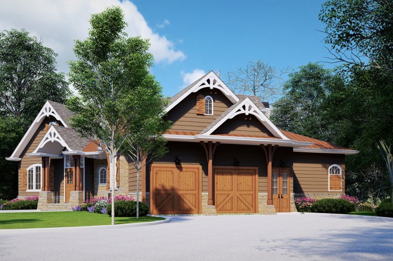 House Blueprint - Exterior - Rear Elevation for Ranch House Plan #54-444 - 3 bed, 2.5 bath