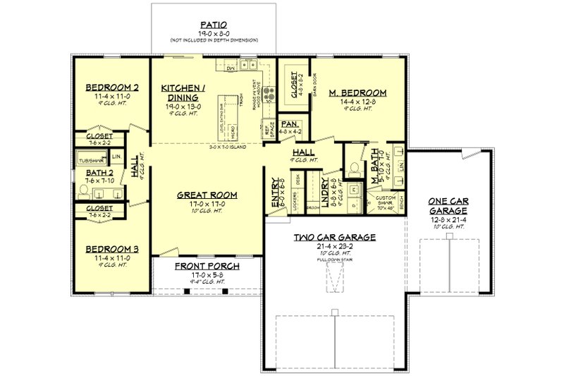 Architectural House Design - Floor Plan - Main Floor for Ranch House Plan #430-297 - 3 bed, 2 bath